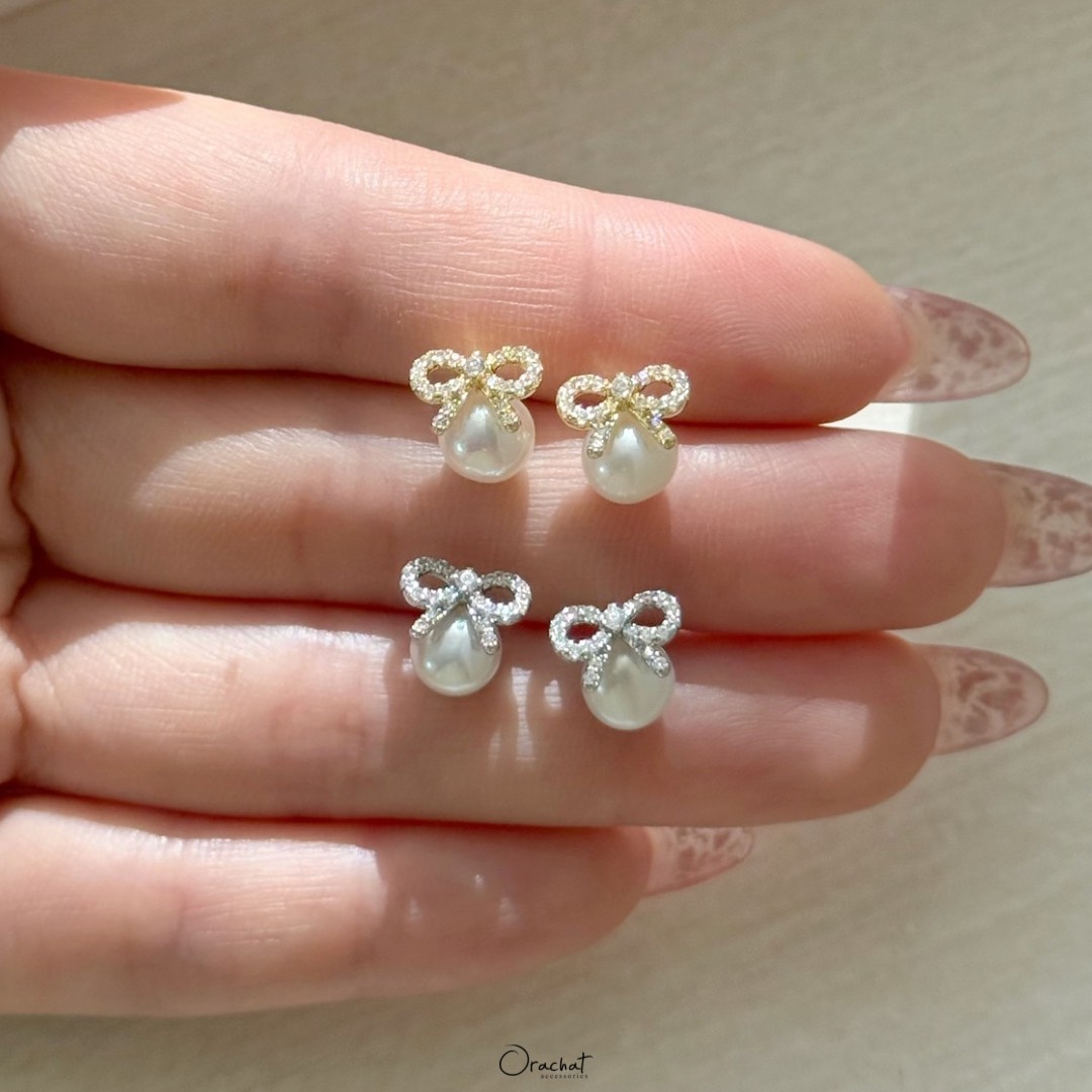 BOW FRESHWATER PEARL earrings
